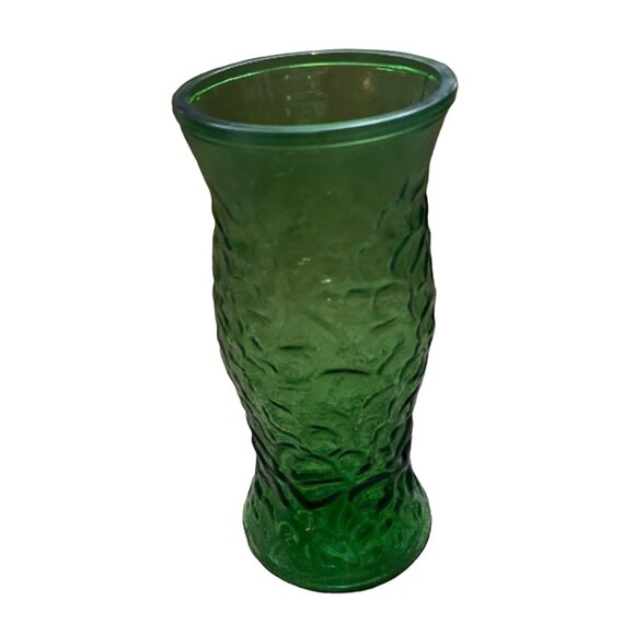 Vintage Hoosier Glass Green Textured Vase 10" Embossed Floral Design - Picture 6 of 9